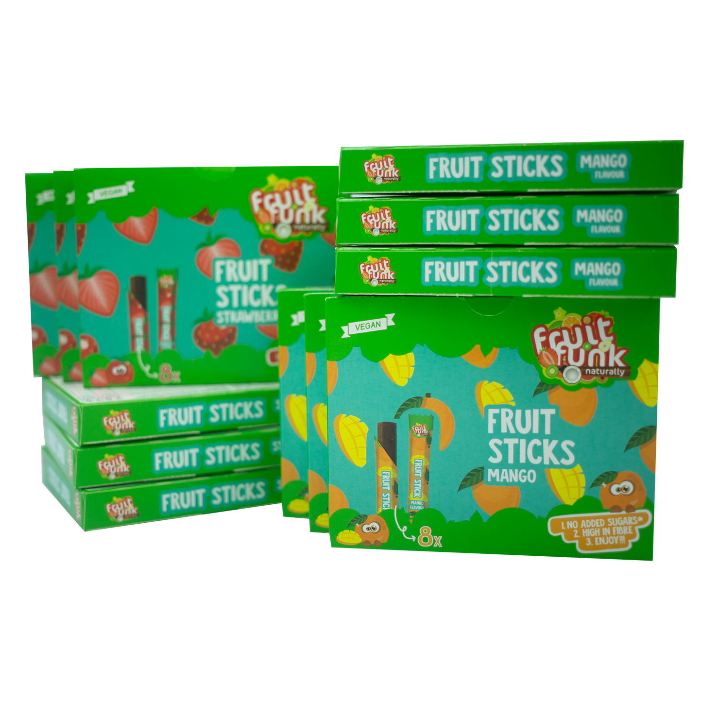Fruitsticks 8-pack mango & strawberry (display)
